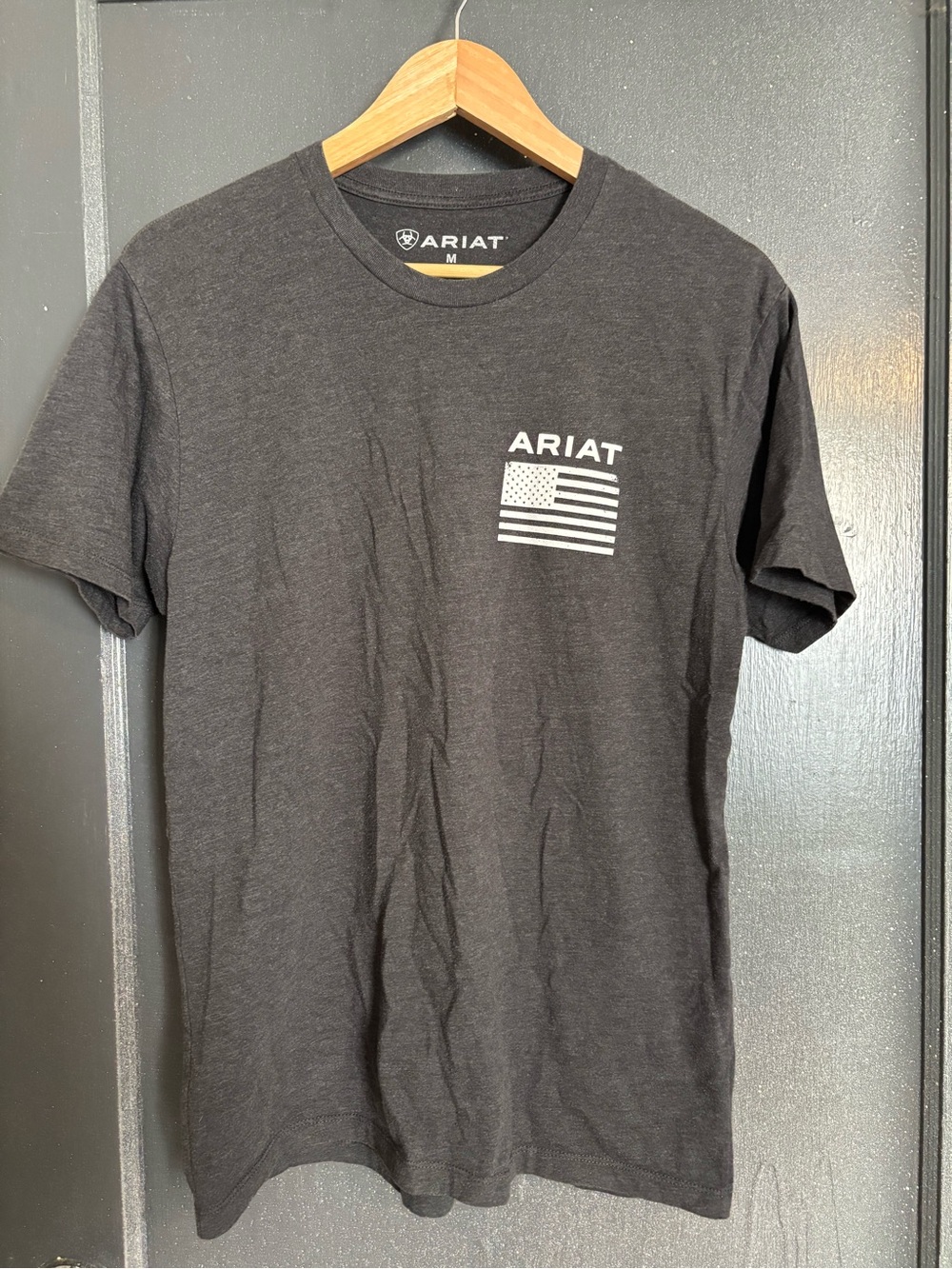 Ariat Black Short Sleeve Tee with White Flag Logo